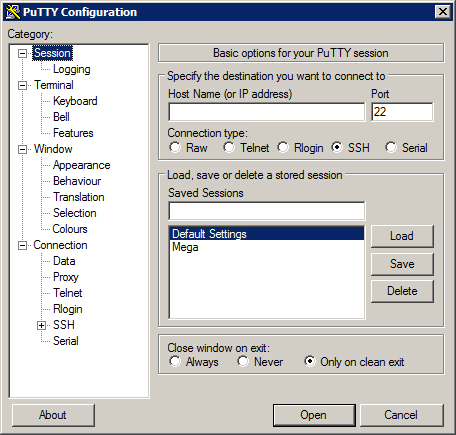 HPC 2012-08 PuTTY config 2a load default.png